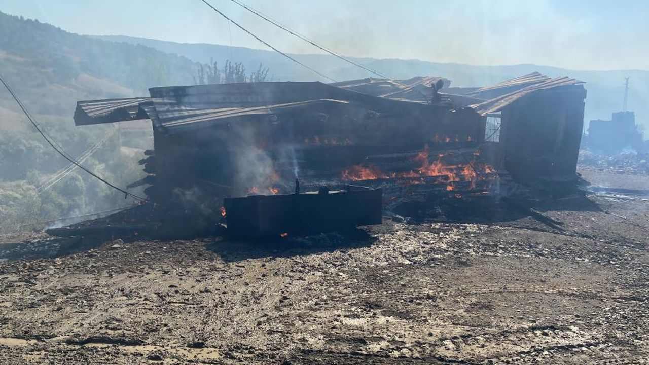 Köy yangını devam ediyor: 10 ev, 3 ahır yandı