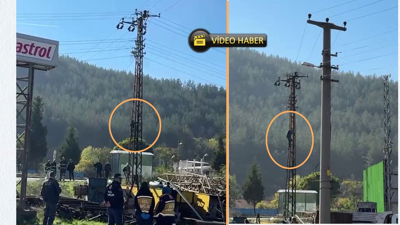 Trafik Cezası Öfkesi: Sürücü Elektrik Direğine Tırmandı (görüntülü haber)