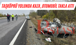 Taşköprü Yolunda Kaza, Otomobil Takla Attı