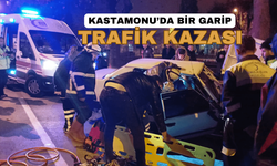 Kastamonu'da bir garip kaza: Sürücü araçtan zor çıkarıldı!