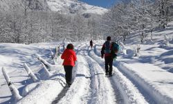 Doğaseverler kar altında kalan "Kadıralak Yaylası"na yürüdü