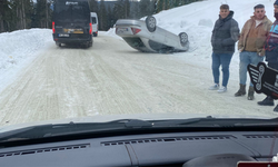 Ilgaz Yurduntepe Kayak Merkezi'nde Araç Takla Attı: 1 Yaralı