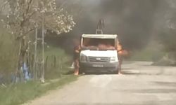Kastamonu'da park halindeki kamyonet alev alev yandı!