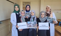 Samsun'da Anadolu İmam Hatip Lisesi öğrencilerinden İsrail'in Gazze'ye saldırılarına tepki