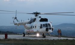 Denizli'den gelen helikopter Taşköprü'ye iniş yaptı