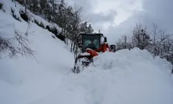 Kastamonu'da 2 metreyi bulan karda kar savaşçılarından yoğun mesai!