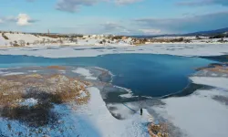 Kastamonu'da gölet buz tuttu