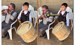 Taşköprü’de düğünün yıldızı küçük davulcu oldu (görüntülü haber)