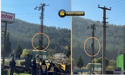 Trafik Cezası Öfkesi: Sürücü Elektrik Direğine Tırmandı (görüntülü haber)