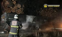 Kastamonu'da tomruk yüklü tır tutuştu: İtfaiye kurtardı