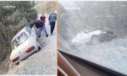 Taşköprü'de uçurumun kenarında korku dolu anlar: Allah korudu!