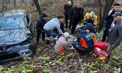 Kontrolden çıkan otomobil ormanlık alana uçtu: Kazada 2 kişi yaralandı