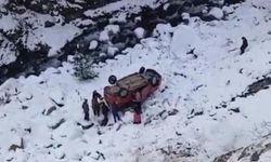 Karlı yolda facia: Kamyonet dere yatağına uçtu, 5 yaralı