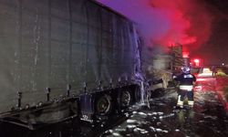 Ahşap yüklü tır alevlere teslim oldu