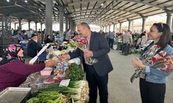 Kastamonu da milletvekili, pazarda çiçek dağıttı!
