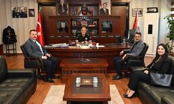Taşköprü’den ayrılan adliye mensuplarından Emniyet Müdürü Tamer Taş’a ziyaret