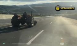Şaşkına çeviren görüntü: Traktör 80 kilometre hızla giden otomobili solladı