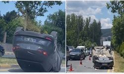 Kastamonu’da kavşakta feci kaza: Otomobil takla attı