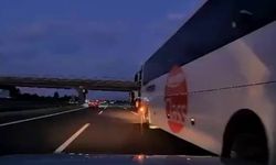 Otobüsün şerit değiştirmesi kazaya neden oldu! O anlar kamerada