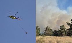 Taşköprü’de alevlerle mücadele sürüyor: Helikopter de devrede
