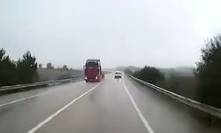 Komşuda yağışlı yolda hatalı sollama dehşeti