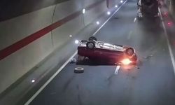 Feci kaza kamerada! Otomobil bir anda alev aldı