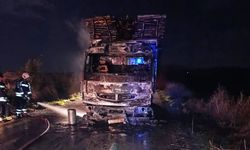 Odun yüklü kamyon alev aldı: Araç kullanılamaz hale geldi