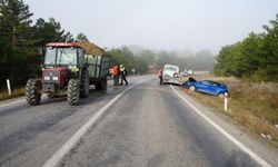 Son dakika: Kastamonu'da göz gözü görmedi! Otomobil traktöre çarptı