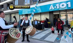 Taşköprü’de A101 mağazasından davullu zurnalı karşılama