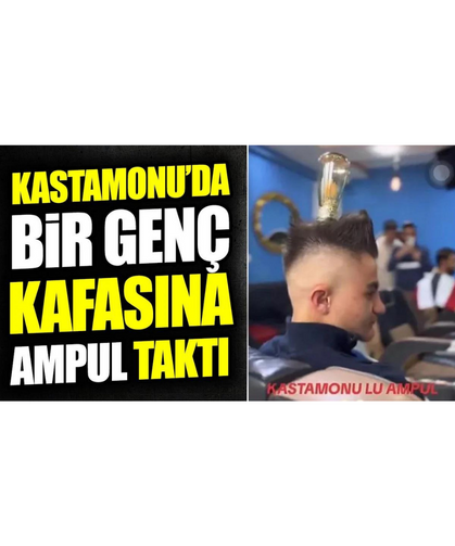 Kafasına ampul taktıran Kastamonulu genç, AK Parti'ye oy istedi!
