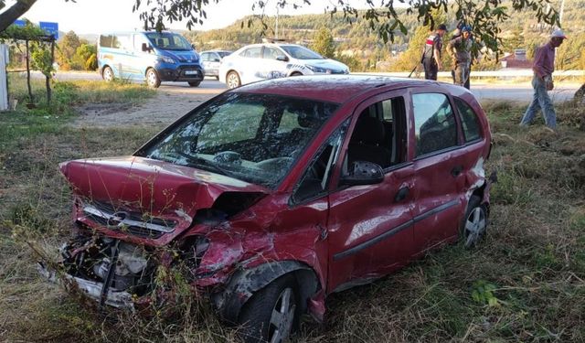 Kontrolden çıkan otomobil tarlaya uçtu