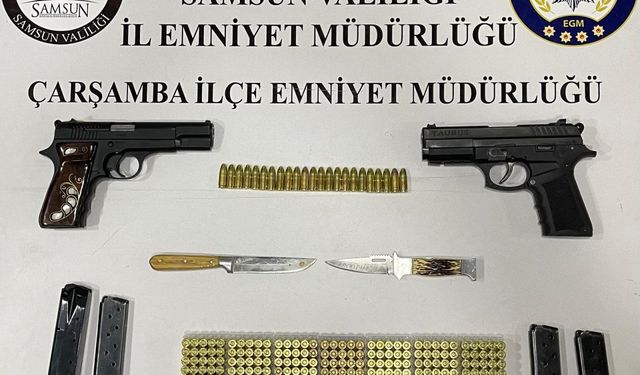 Samsun'da motosikletinde 2 ruhsatsız tabanca bulunan kişi gözaltına alındı