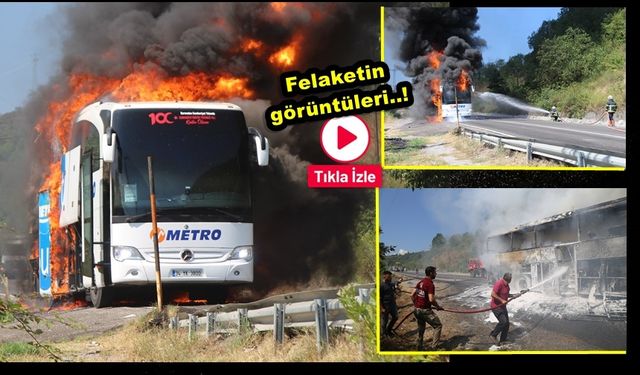 Kastamonu'da alev topuna dönen yolcu otobüsünün görüntüleri geldi! Otobüs kül oldu! (2024 Temmuz)