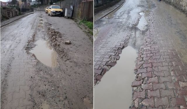 Kastamonu'da eski hastane yolunda çökmeler oldu, geçit vermiyor!