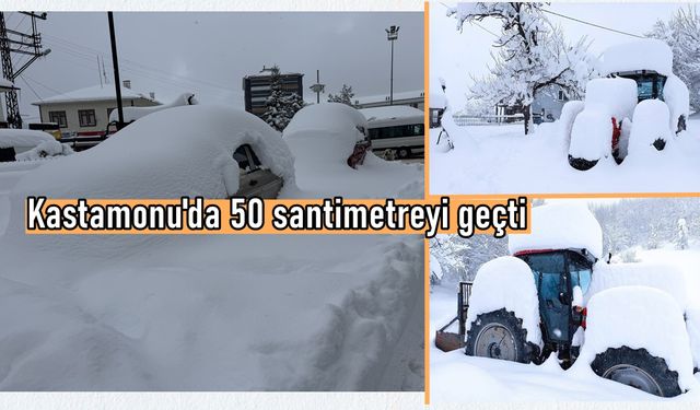 Kastamonu'da kar kalınlığı yarım metreyi geçti