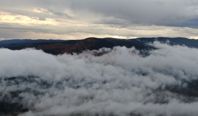Kastamonu yaylalarında sis ve doğanın buluşması büyüledi