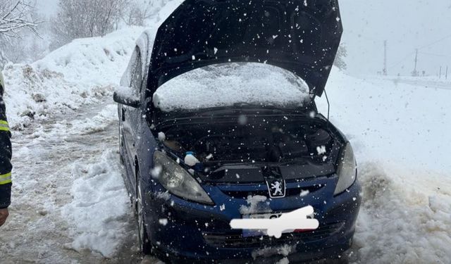 İnebolu-Kastamonu Yolunda Otomobil Alev Aldı