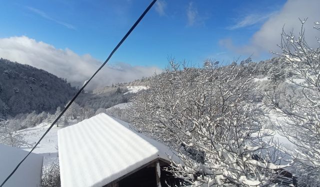 Taşköprü’nün köyünde beyaz örtü her yeri sardı