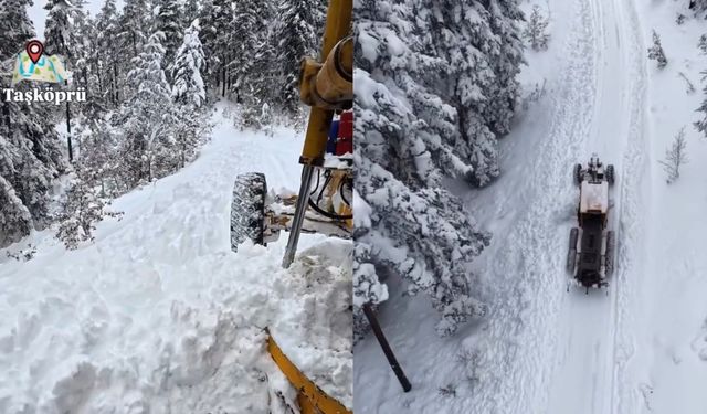 Taşköprü’de kar engeli kaldırılıyor: Ekipler aralıksız çalışıyor