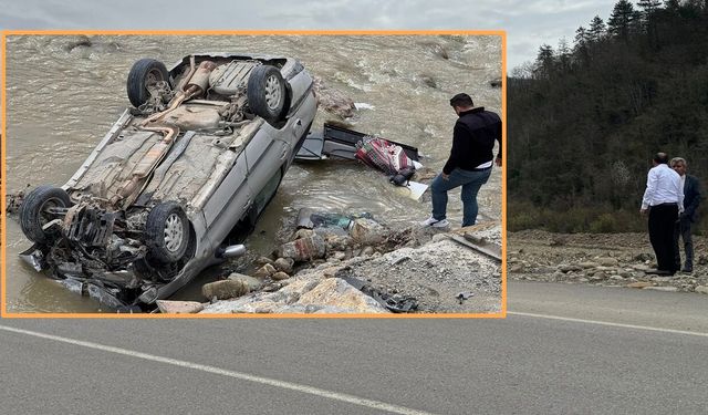 Feci kazada otomobil dereye uçtu: Hanönü Belediye Başkanı da kaza yerinde