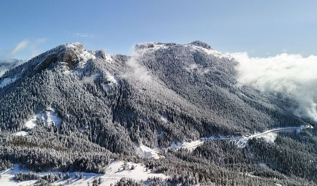 Mart gitmeden kar geldi: Kastamonu'da Ilgaz'a kar yağıyor!
