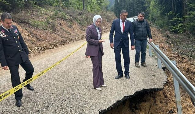 Kastamonu’da yol çökmesi: Kaymakam Çelebi bölgede inceleme yaptı