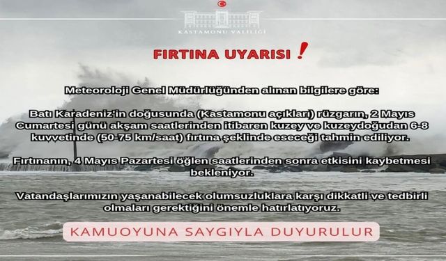 Valilikten uyarı: Kastamonu kıyılarında fırtına bekleniyor