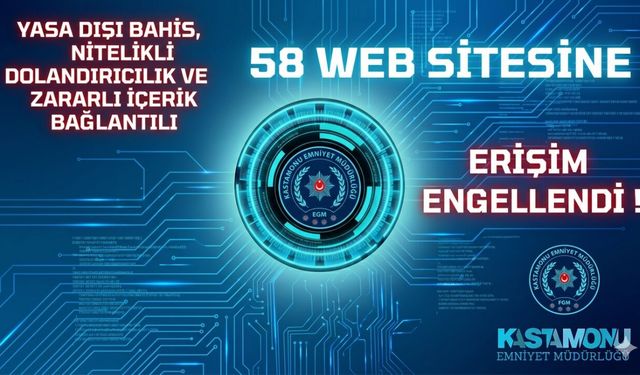 Kastamonu’da siber operasyon! 58 Siteye erişim engeli