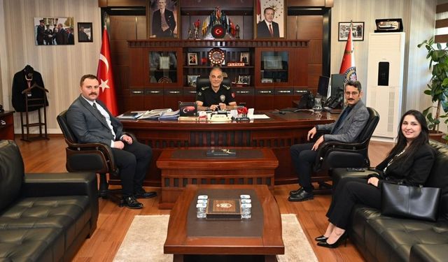 Taşköprü’den ayrılan adliye mensuplarından Emniyet Müdürü Tamer Taş’a ziyaret