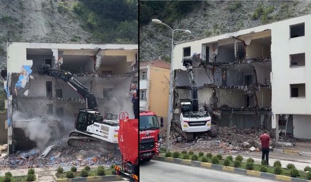 Kastamonu’da 4 katlı lojmanın yıkımı başladı