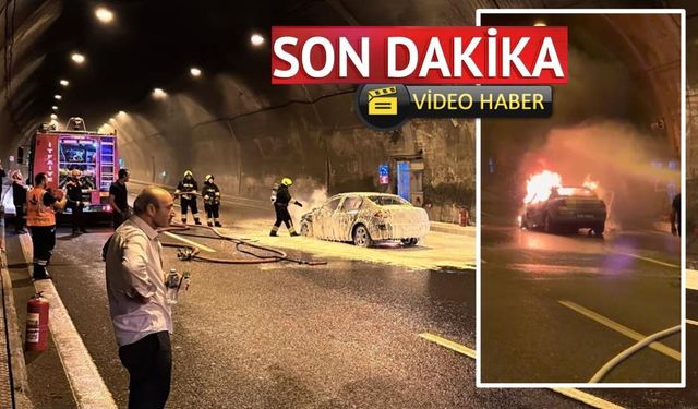 Son dakika! Tünelde sıcak dakikalar: Kastamonu plakalı otomobil alev topuna döndü