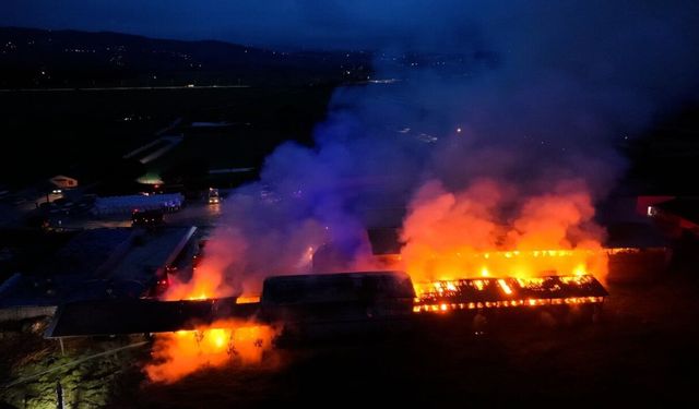 Çiftlikte korku dolu anlar! Saman deposu cayır cayır yandı