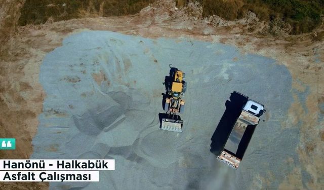 Hanönü Halkabük yolunda asfalt çalışmaları sürüyor