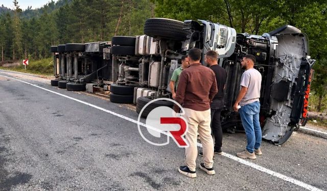 Kastamonu yolunda odun yüklü tır devrildi: 1 yaralı